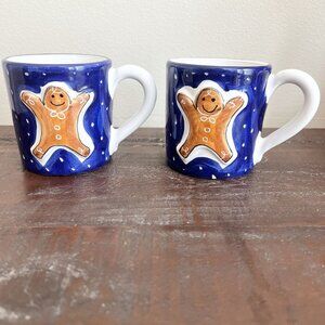 Starbucks Deruta Gingerbread Hand Painted Christmas Mug Italy Exclusive Set Of 2
